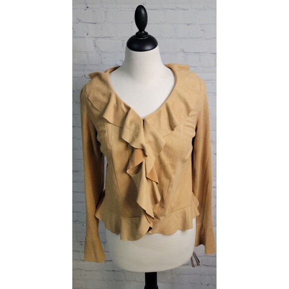 Oscar de la Renta Sweaters - Oscar delarenta Vintage  Y2K Ruffle Flare Sz 10P Faux Suede NWT Old Money Camel